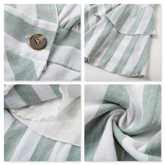 Ruffle Detail Striped Surplice Button Midi Dress - Picture 7 of 8